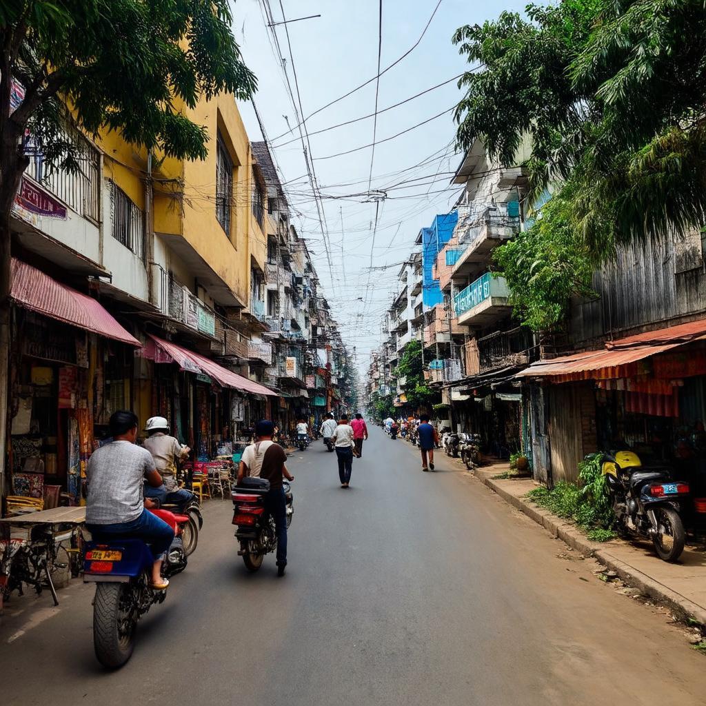 Tổng quan về Đường Đặng Thùy Trâm tại Phường 13, Quận Bình Thạnh, TP HCM, thể hiện sự pha trộn giữa khu dân cư và các cửa hàng dịch vụ.